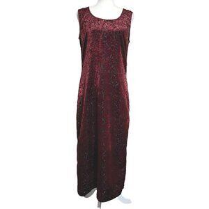 Vintage 90s Ginger & Ale Burgundy Burnout Velvet Ombre Maxi Dress Size M Boho Go
